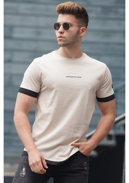 Basic Bej Erkek Tişört 4459