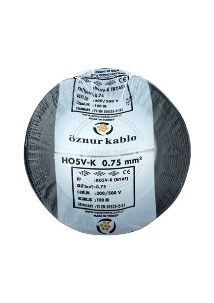 Öznur 0,75 Mm2 H05V-K Nyaf Kablo 100 M Siyah