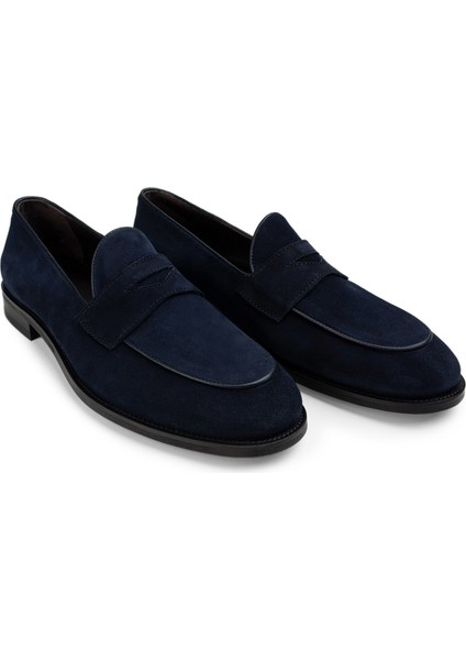 Hakiki Süet Lacivert Loafer Erkek Ayakkabı