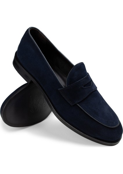 Hakiki Süet Lacivert Loafer Erkek Ayakkabı