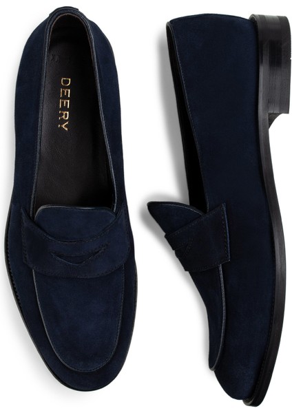 Hakiki Süet Lacivert Loafer Erkek Ayakkabı