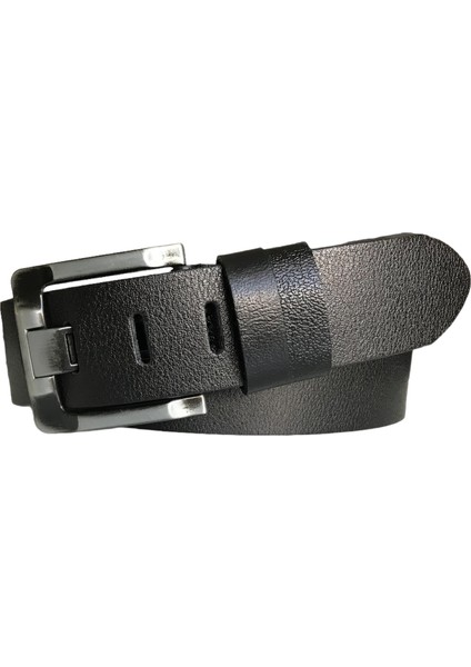Deri 2'li Set 4.5 cm Geniş Dilli Kot, Spor Kemer; Siyah, Kahverengi