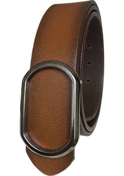 Deri Yeni Trend, Pimli Oval Siyah Nikel Tokalı, Dayanıklı Açık Kahverengi Kemer 4 cm fiyatları