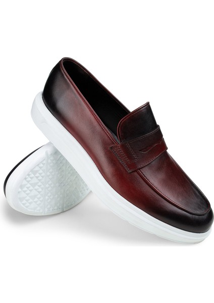 Hakiki Deri Bordo Comfort Erkek Loafer modelleri