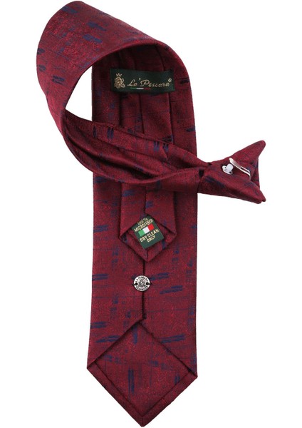Bordo Kum Desen Klipsli Kravat KLP381