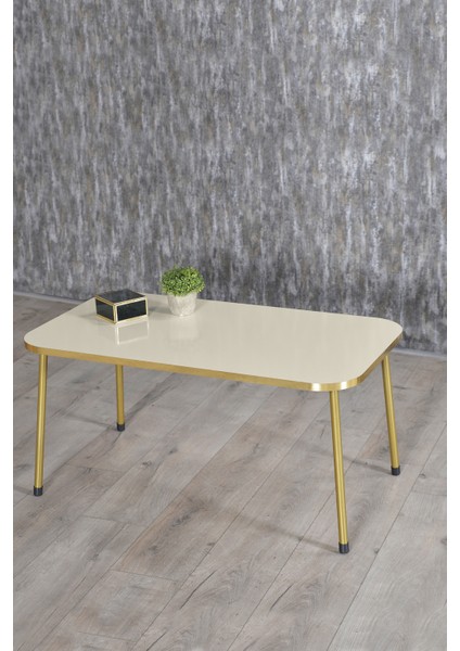 Mobilya Zigon Sehpa ve Orta Sehpa Kr Gold Metal Ayak Gold Krem Set modelleri