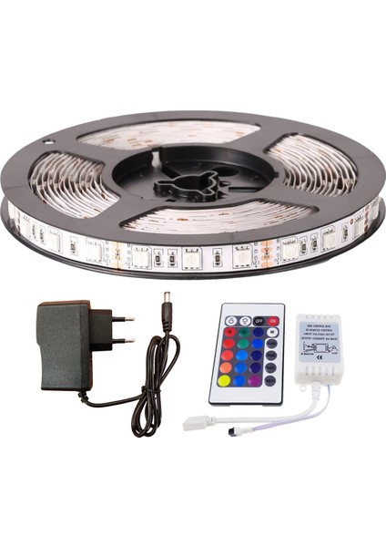 Rgb Şerit LED 1 Metre Tak Çalıştır 24 Tuşlu Kumandalı 5050 3 Çipli