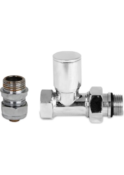 Radyatör Vanası 1/2'' Krom Düz Pex (Metal Volanlı 16*2mm Boru Bağl. Rakorlu)
