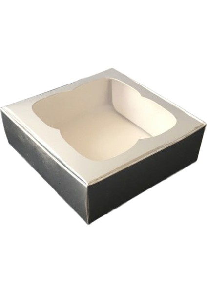 Çerçeveli Karton Kutu 9X9X3 cm - 50 Adet Gümüş