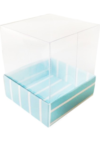 Asetat Kutu Altı Karton Çizgili Model 5X5X5 cm - 25 Adet Mavi