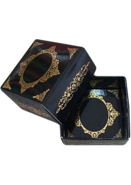 Komple Karton Kutu Saray Desen Gold Yaldız 4X4X2 cm - 50 Adet Siyah
