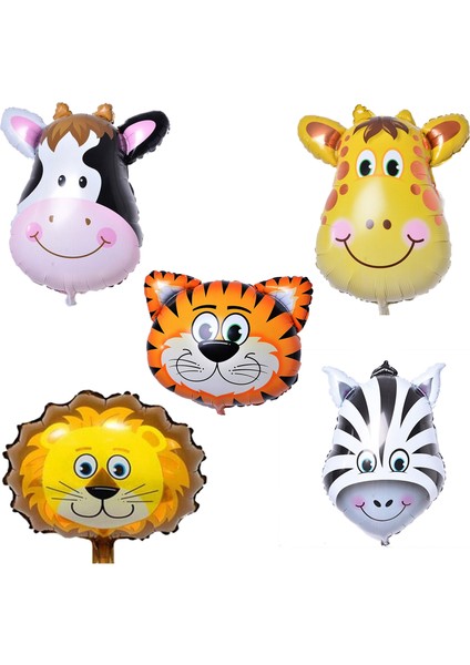 Safari Serisi Hayvanlar Temalı Folyo Balon 5 Li Set