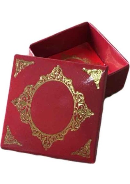 Komple Karton Kutu Saray Desen Gold Yaldız 4X4X2 cm - 50 Adet Bordo