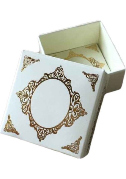 Komple Karton Kutu Saray Desen Gold Yaldız 4X4X2 cm - 50 Adet Krem