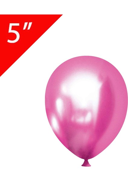 Krom Parlak Balon 5 Inç - 25 Adet Pembe