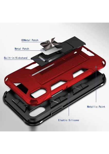 Samsung Galaxy Note 20 Kılıf Volve Armor Desing Standlı Silikon Koruma Kapak Kırmızı