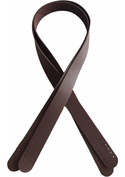 70X2.4 Cm, Tek Kat Suni Deri Koyu Kahve Renk Çift Sap