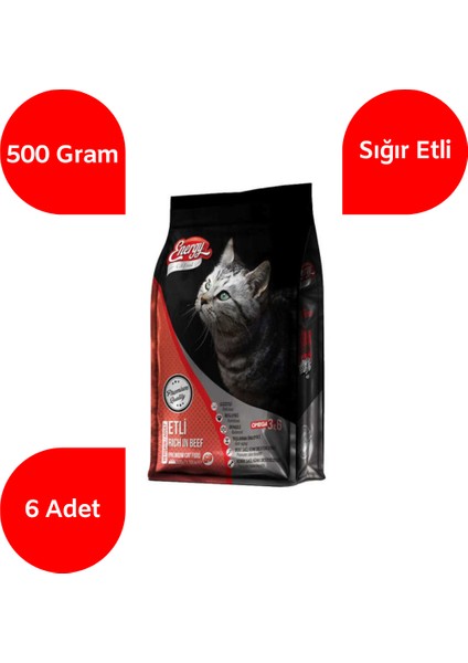 Sığır Etli Yetişkin Kedi Maması 500 gr - 6'lı