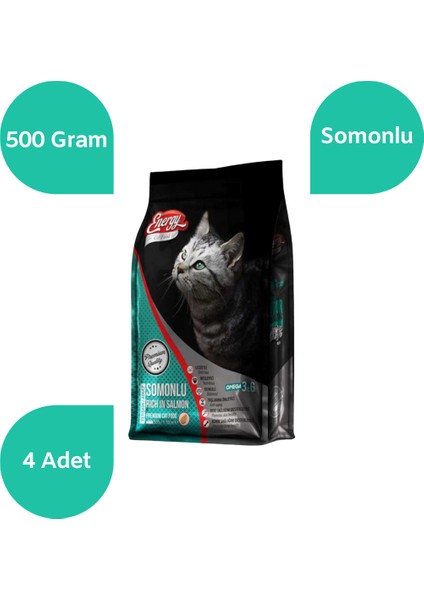 Somonlu Yetişkin Kedi Maması 500 gr - 4'lü