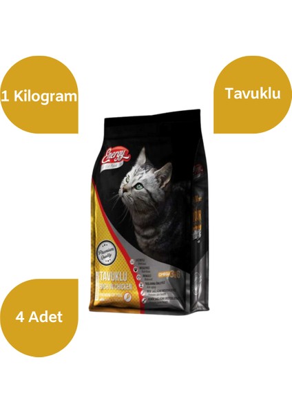 Tavuklu Yetişkin Kedi Maması 1 kg - 4'lü