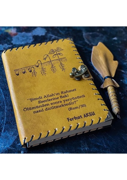 Isme Özel Dini Temalı Deri Defter