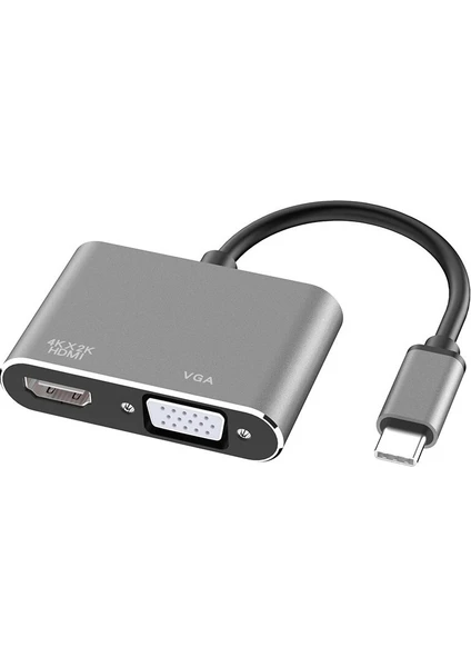 4728 USB Type C To HDMI VGA 3.1 4K Çevirici Dönüştürücü Adaptör