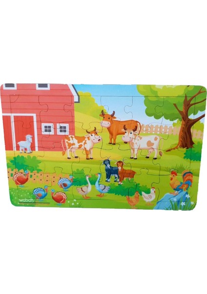 Woodylife Eşli Çiftlik Hayvanları 30 Parça Ahşap Çocuk Oyuncak Yapboz Puzzle
