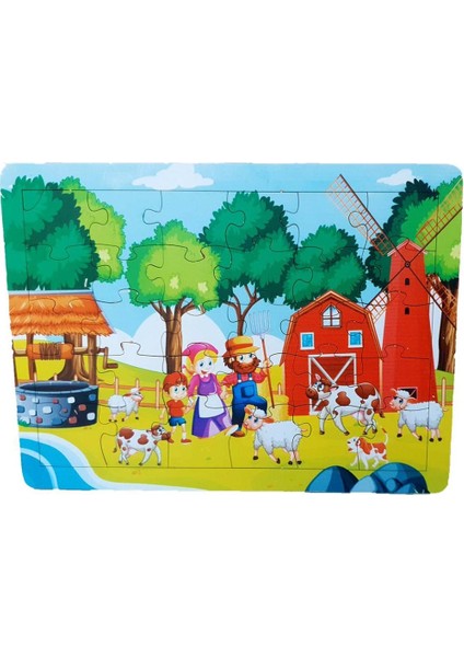 Woodylife Ahşap Puzzle Yapboz 30 Parça Aile Çiftlik Hayvan ve Insan Puzzle Çocuk Oyuncak