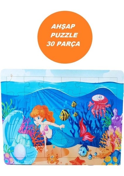 Woodylife Deniz Kızı ve Kayıp Balıklar 30 Parça Ahşap Puzzle Eğitici Çocuk Oyuncak Yapboz fiyatları
