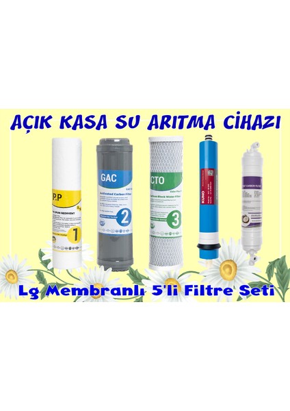 Açık Kasa Cihaz Su Arıtma Filtresi Seti 5 Li Membran Filtre Seti