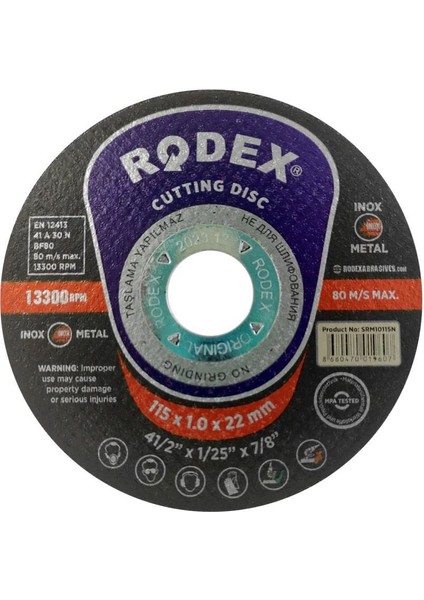 Inox Metal Kesici Taş Disk 115X1X22.23 mm Adet Seçin 1 Adet