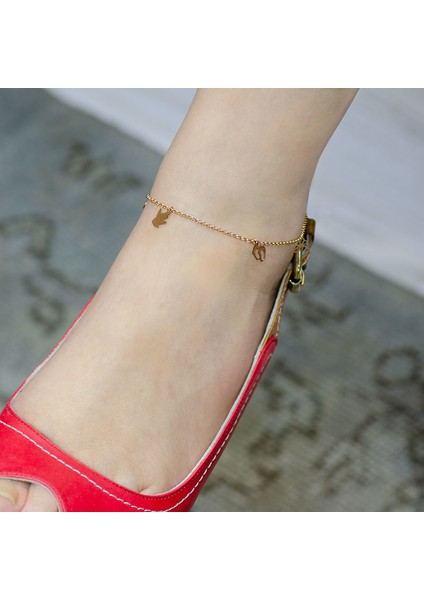 Figürlü Rose Altın Halhal