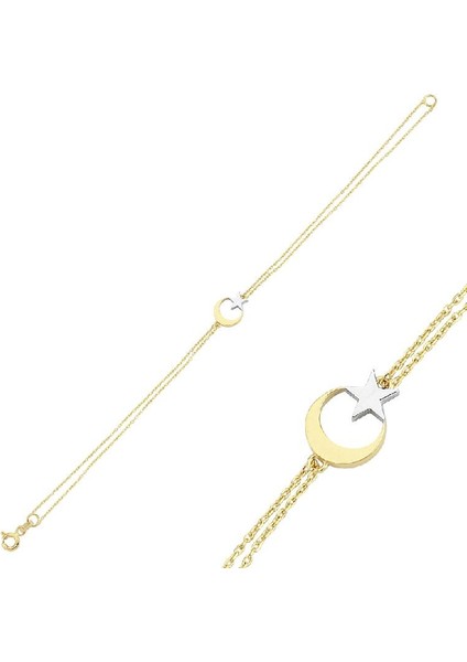 14 Ayar Altın Ayyıldız Bileklik