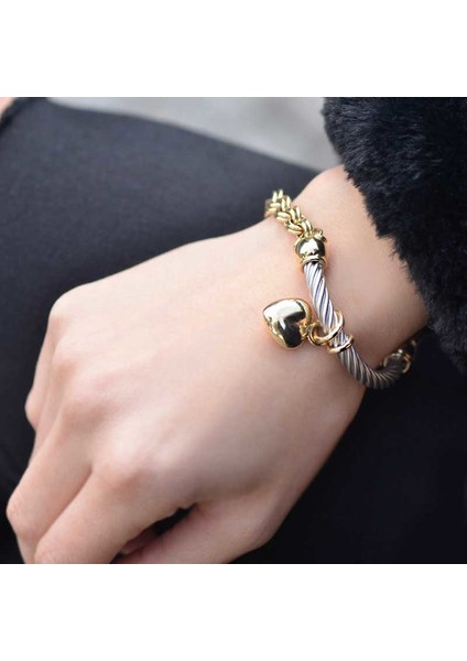 14 Ayar Altın Kalpli Sevgi Bileklik modelleri