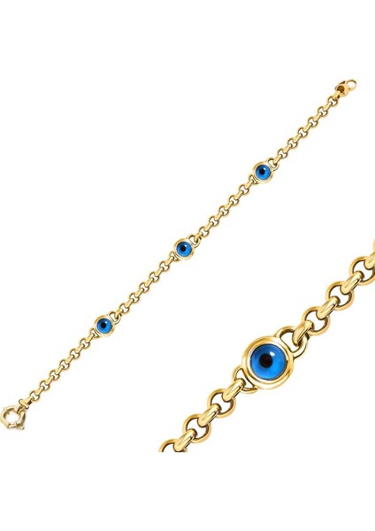 14 Ayar Altın Nazar Boncuklu Bileklik modelleri