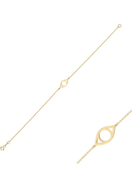 14K Sade Altın Göz Model Bileklik