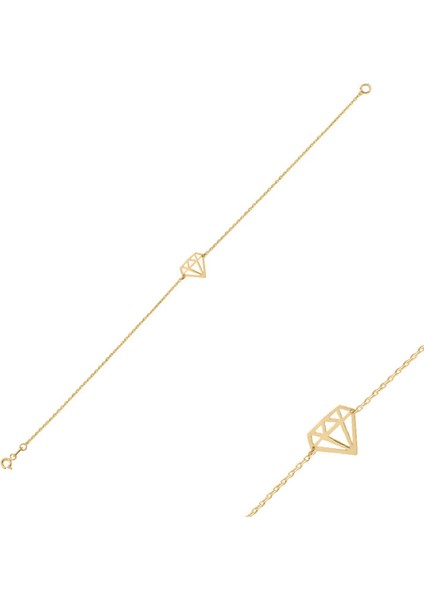 14K Altın Diamond Figürlü Bileklik