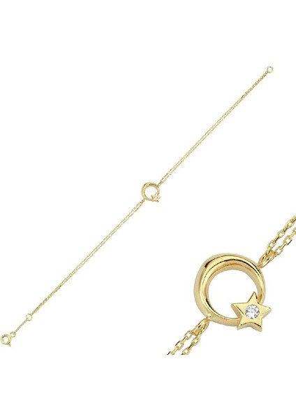 14 Ayar Altın Ay Yıldız Bileklik