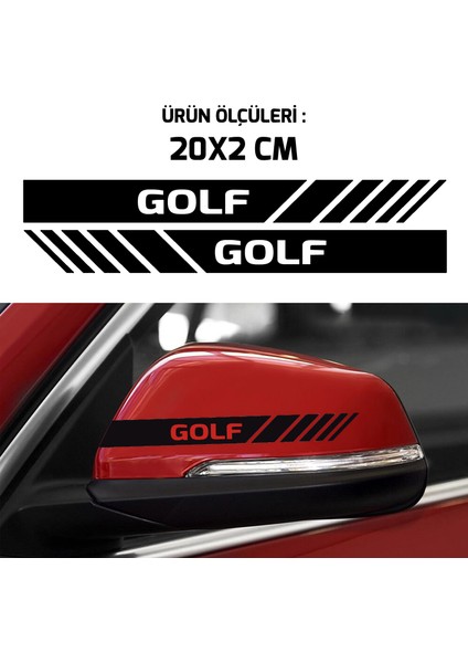 Volkswagen Golf Siyah Ayna Şerit Sağ Sol Ikili Oto Sticker Seti