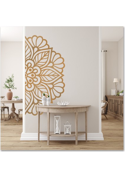 Çiçek Yarım Mandala L Dekoratif Duvar Sticker - Duvar Dekoru Iıı