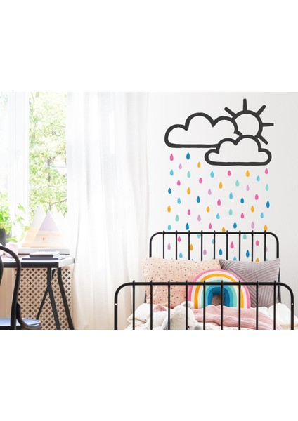Çocuk Odası Duvar Sticker Günen Bulut ve Yağmurlar