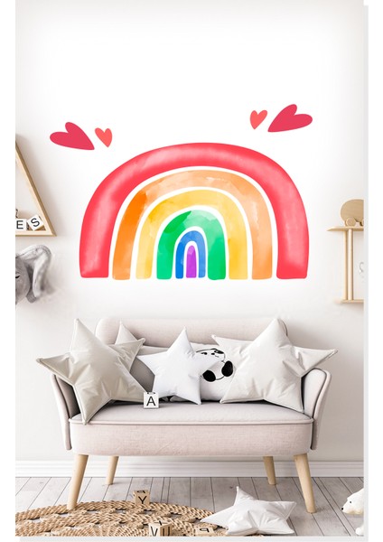 Sulu Boya Renkli Gökkuşağı Çocuk Odası Duvar Sticker