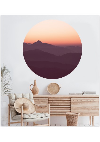 Sıra Dağlar Gün Batımı Oval Duvar Sticker
