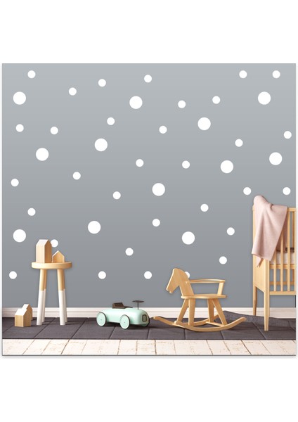 Bebek Odası Puantiye Seti 3 ve 5 cm 100 Adet Çocuk Odası Dekoratif Duvar Sticker