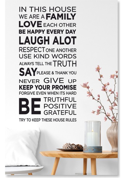 House Rules - Be Happy Everyday In This House Dekoratif Duvar Sticker