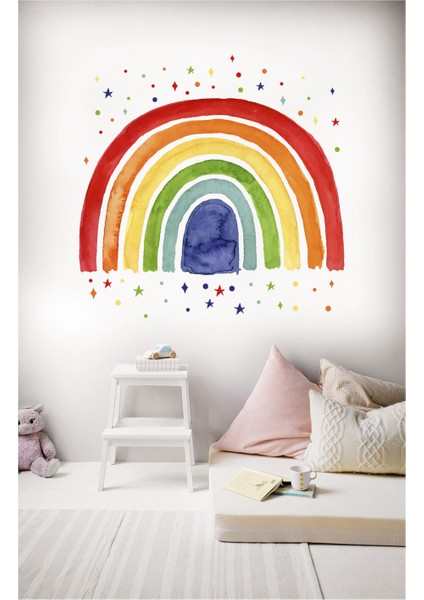 Renkli Yıldızlar Puantiyeler ve Gökkuşağı Çocuk Odası Duvar Sticker
