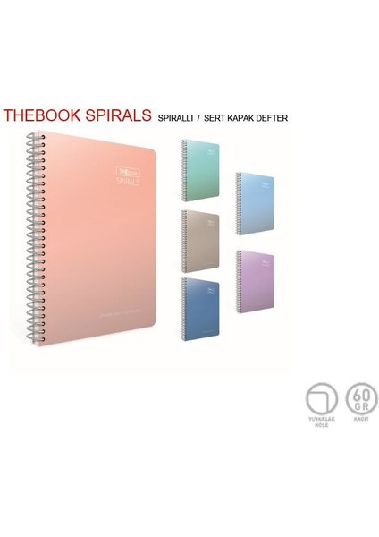 Thebook Spırals Spiralli Sert Kapak 17 x 24 100 Yaprak Çizgisiz Defter