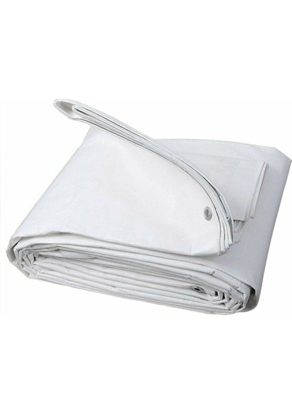 2x6 Metre Beyaz Ebatlı Branda Çadır Gölgelik Su Geçirmez Tente Havuz Otomobil Kamyon Inşaat Depo Yağmurluk