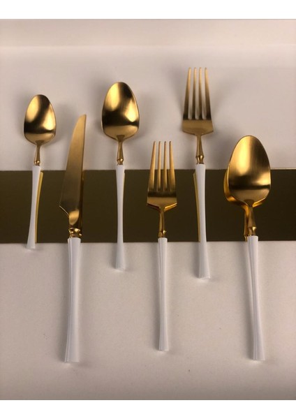 Beyaz Mat Altın 36 Parça Çatal Kaşık Bıçak Seti fiyatları