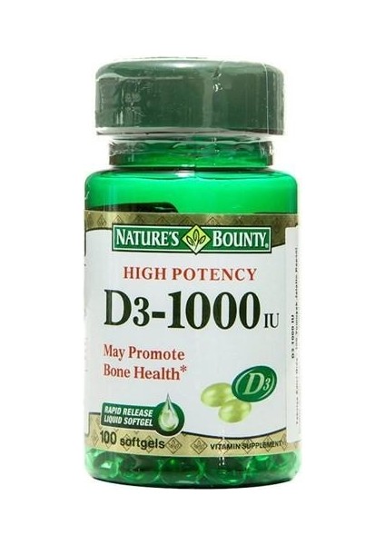 Vitamin D3 1000 Iu 100 Kapsül + Nature's Bounty Vitamin D3 1000 Iu 100 Softjel